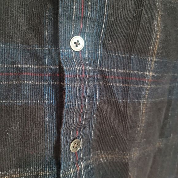 Carbon 2 Cobalt Corduroy Button Up Shirt Mens Size Small Blue Black Plaid Preppy - Picture 5 of 11